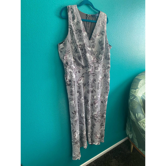 Rachel Roy Houndstooth Floral Midi Length Tea Dress 16W - Picture 5 of 10